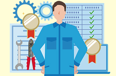 資格を持っている男性のイラスト